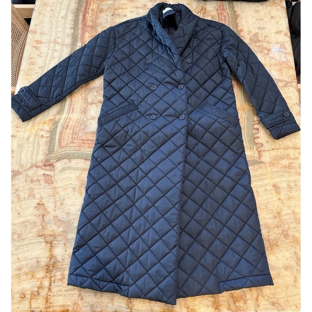 Rebecca Minkoff Navy Quilted‎ Long Coat Women's Small Double Breasted Puffer